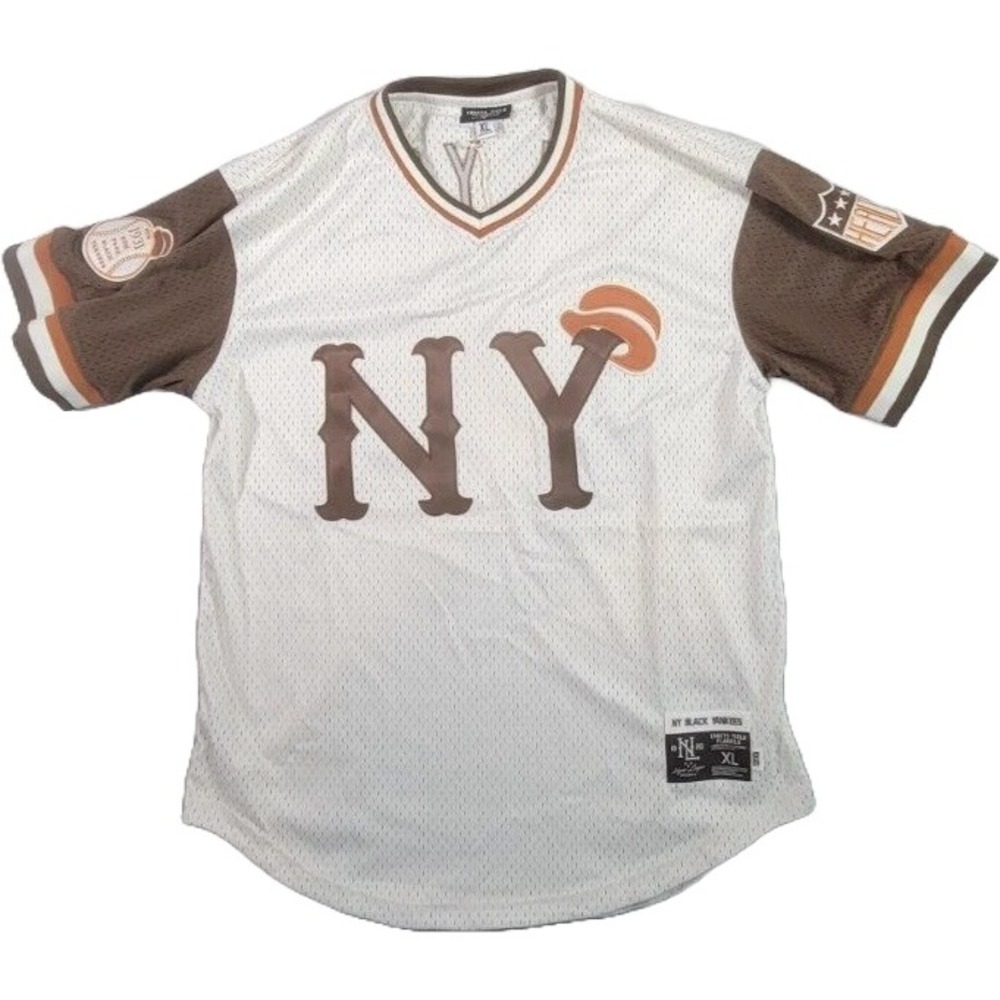 Ebbets Field Flannels NY Black Yankees V-Neck Mesh Jersey Sandbag XL NWT